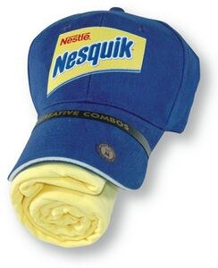 Branded cap rolled with a yellow shirt